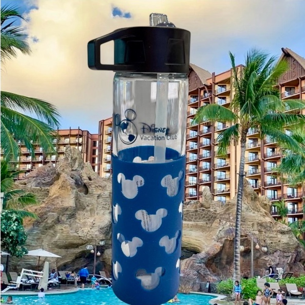 Disney Walt Disney World Vacation Club Glass Mickey Mouse Tumbler w/ Sipper New